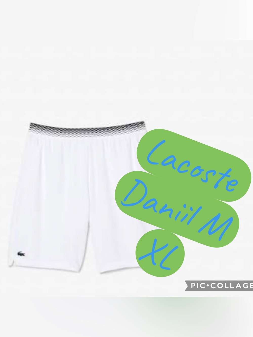 Lacoste White Mesh Sports Shorts with Green Croc Accent